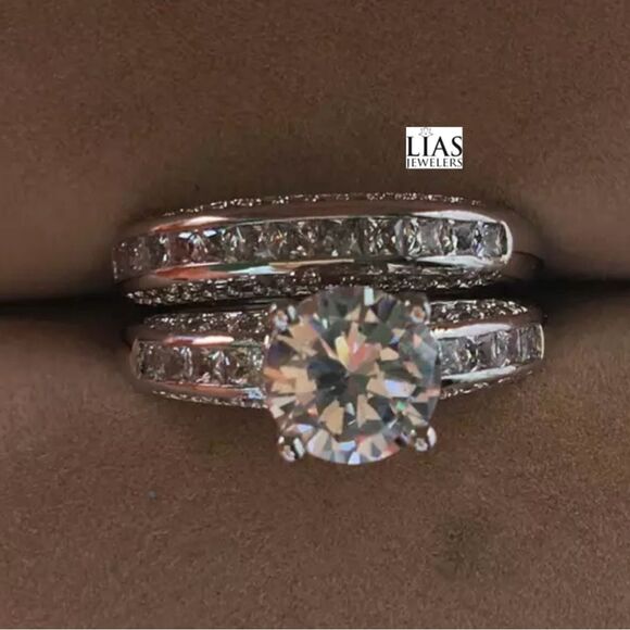 New 18k white gold wedding ring set - Picture 2 of 4